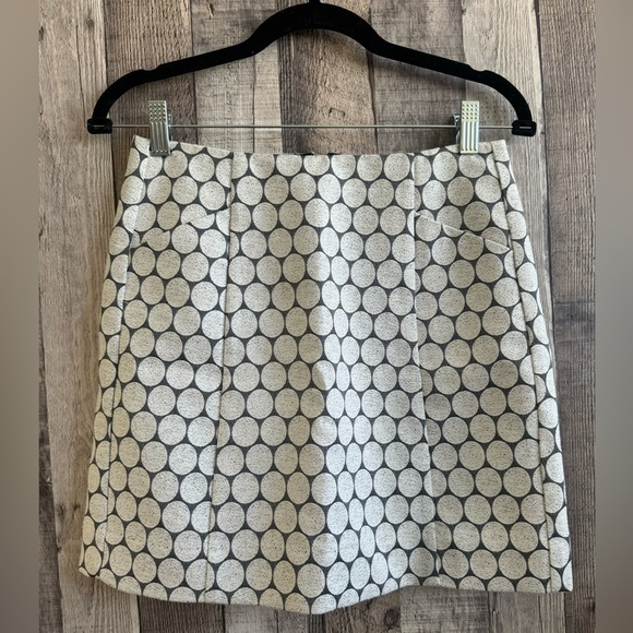 J. Crew Jacquard Ivory Dot Mini Skirt Sz 0 - Picture 1 of 7